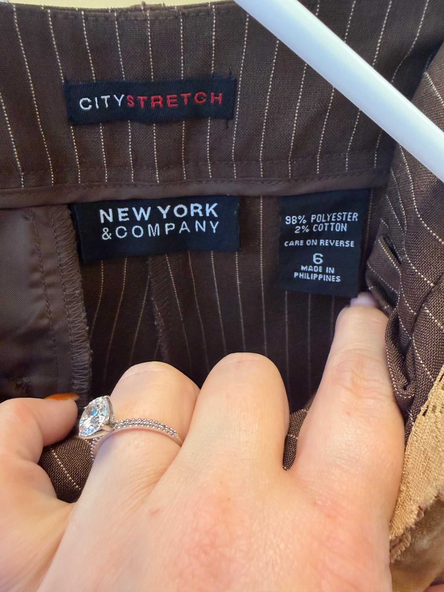 New York & Company Brown Pinstripe Pants - Size 6