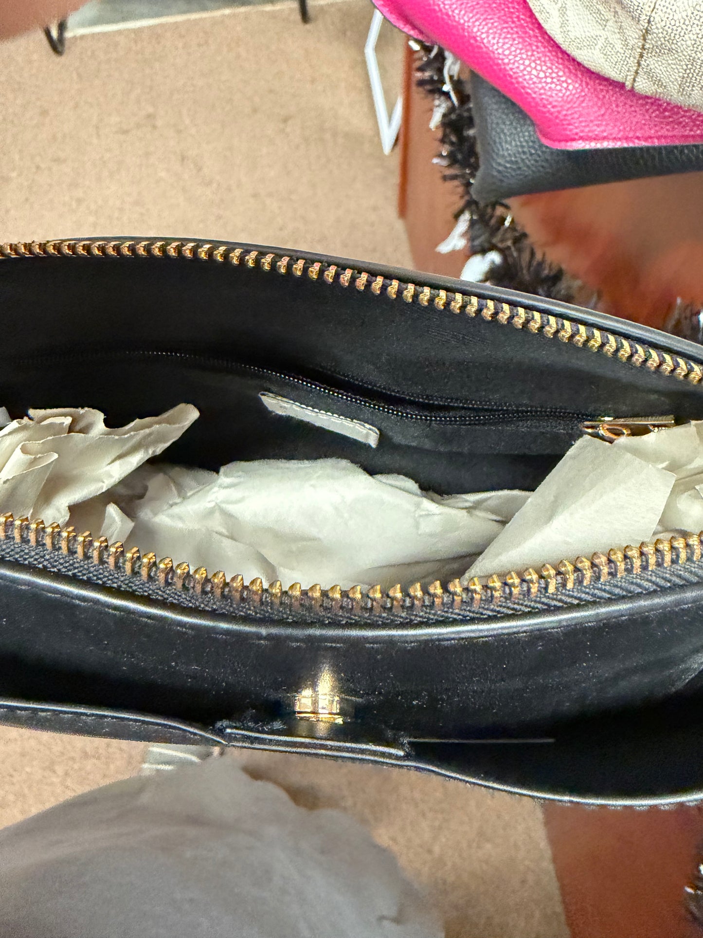 Vintage Fossil signature canvas hobo bag