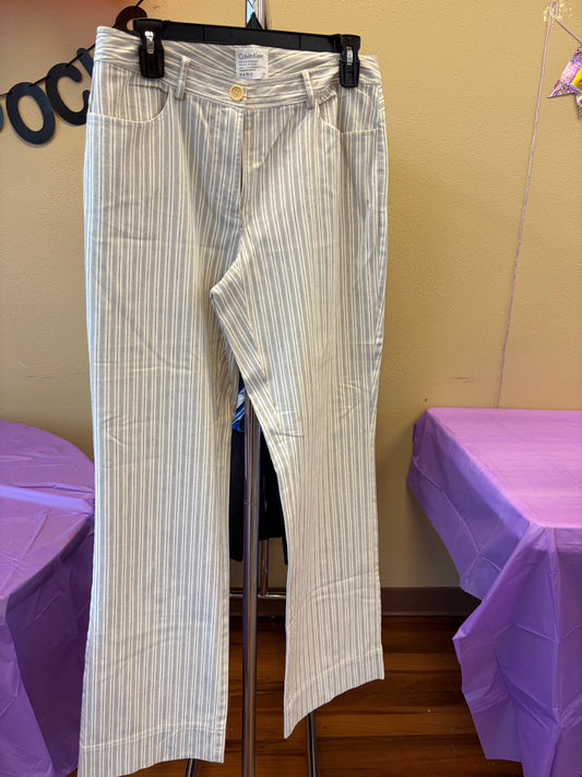 Calvin Klein White Pinstripe Pants - Size 6