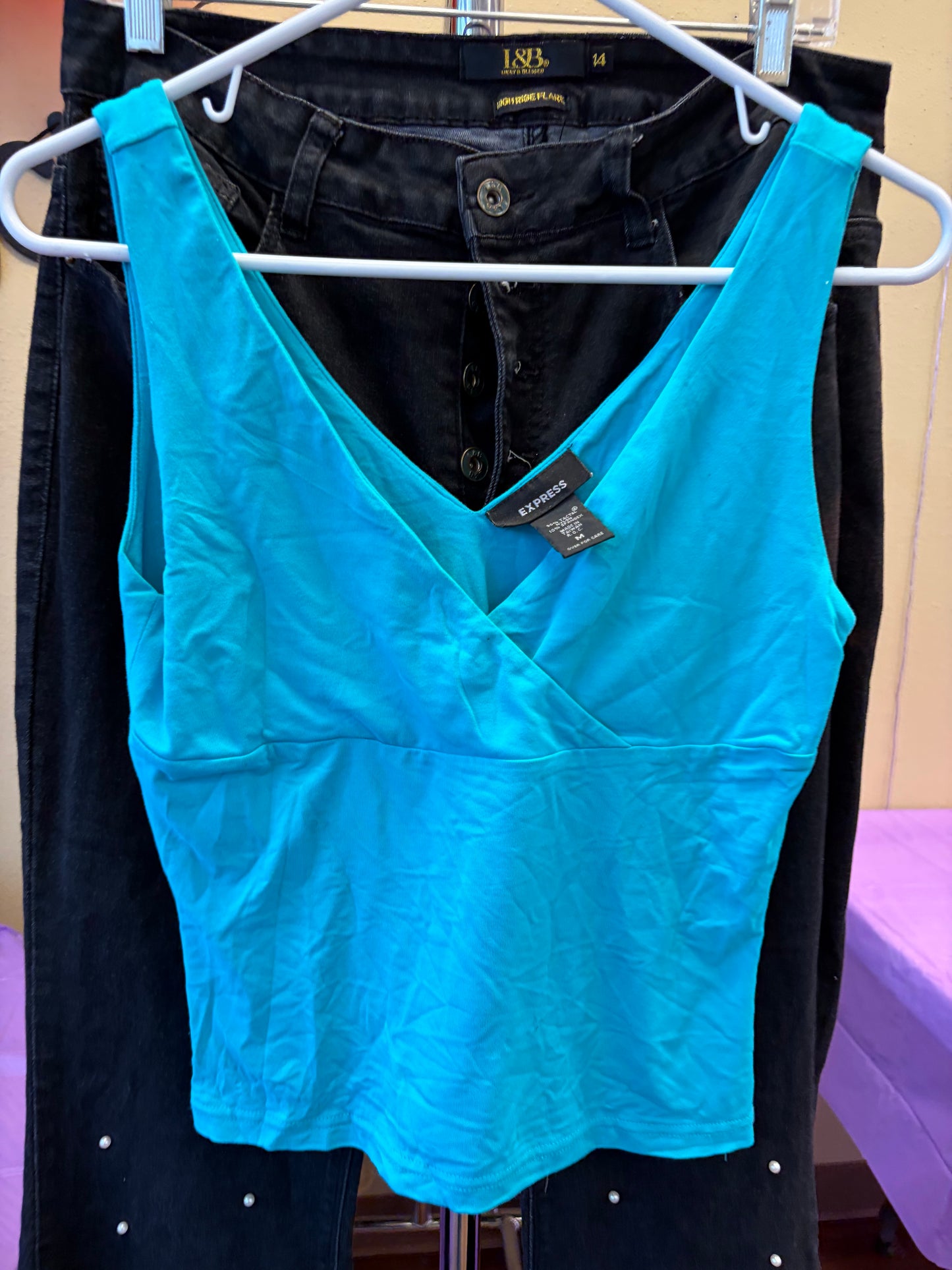 Express Turquoise Crossover Tank- M