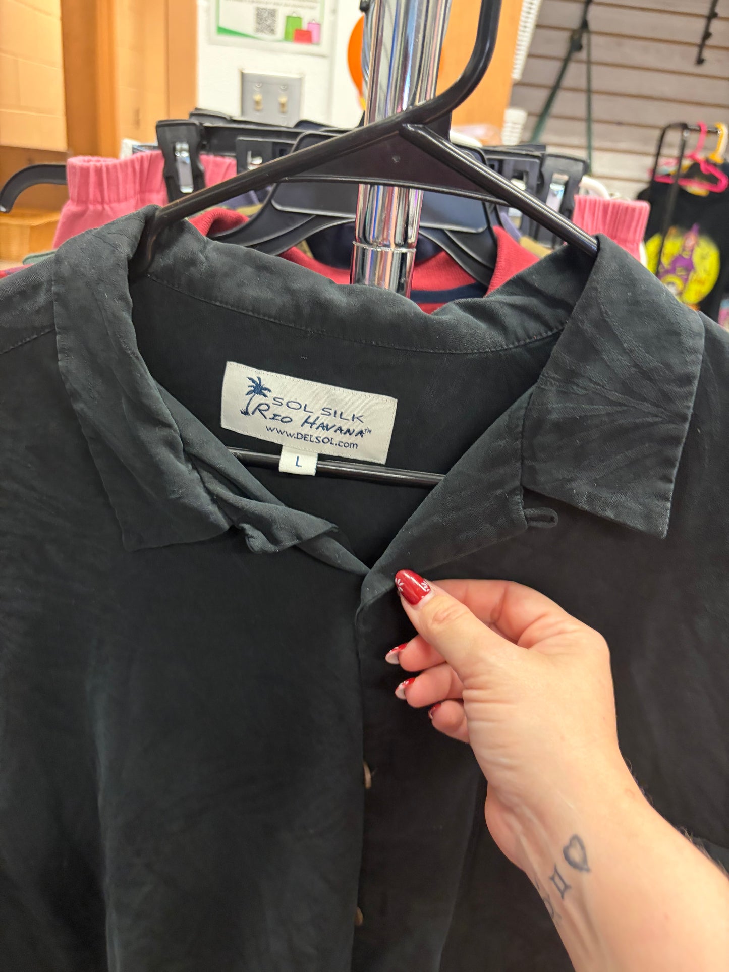 Rio Havana Silk Button Up- L