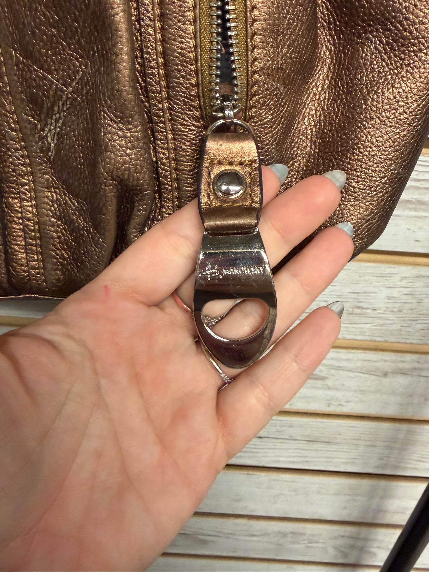 B. Makowsky Copper leather handbag