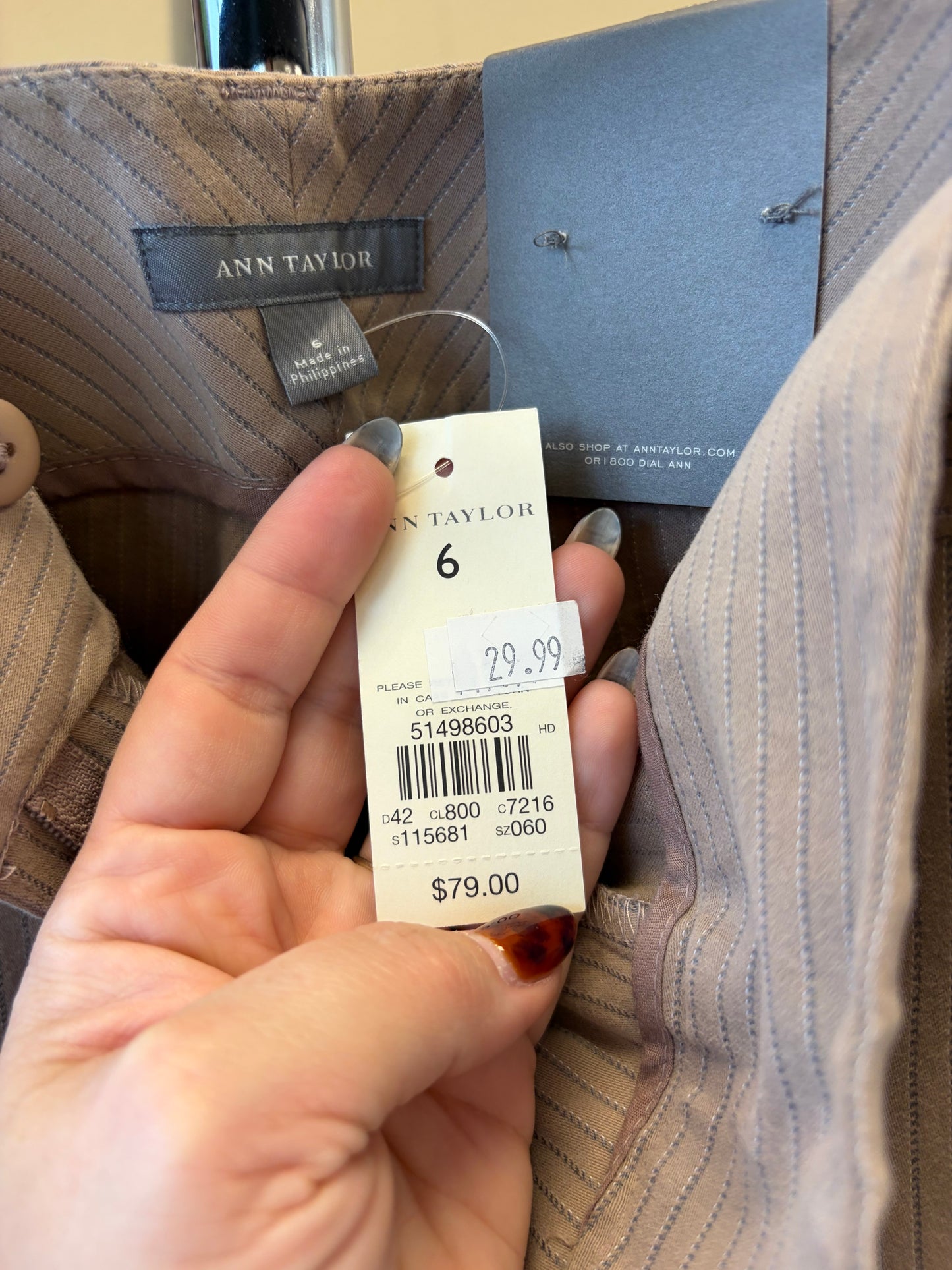 Ann Taylor Tan Pinstripe Pants - Size 6