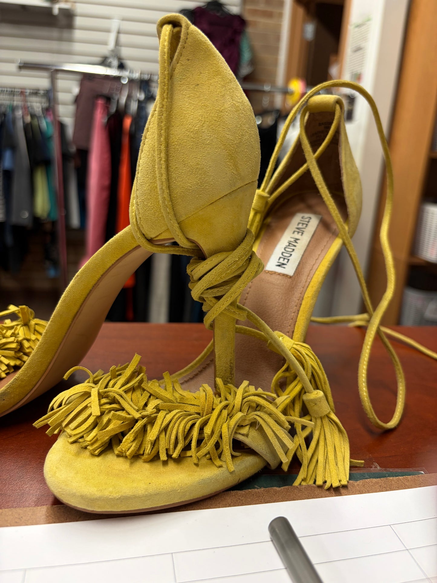 Steve Madden Electric Lime Pom Heels-8M