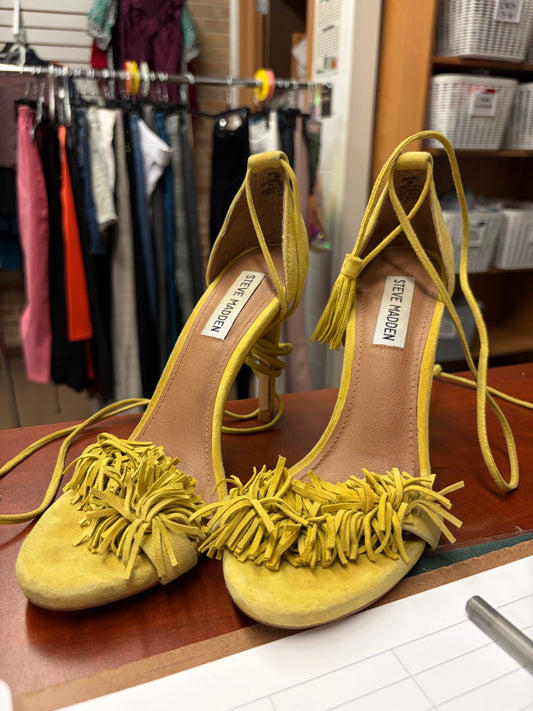 Steve Madden Electric Lime Pom Heels-8M