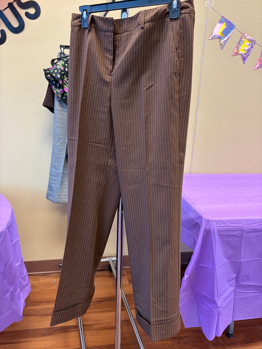 New York & Company Brown Pinstripe Pants - Size 6