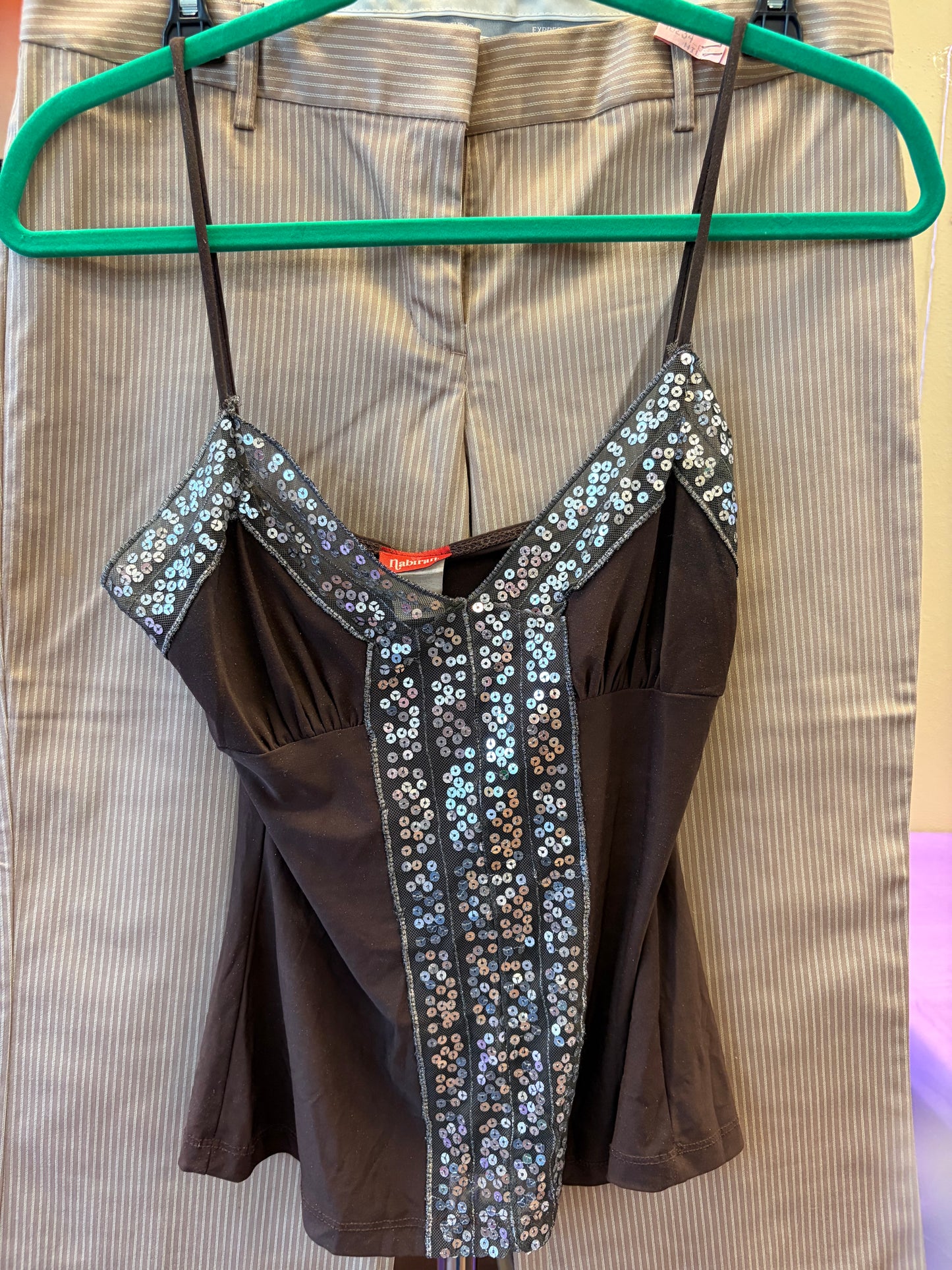 Brown Sequined Tank - S