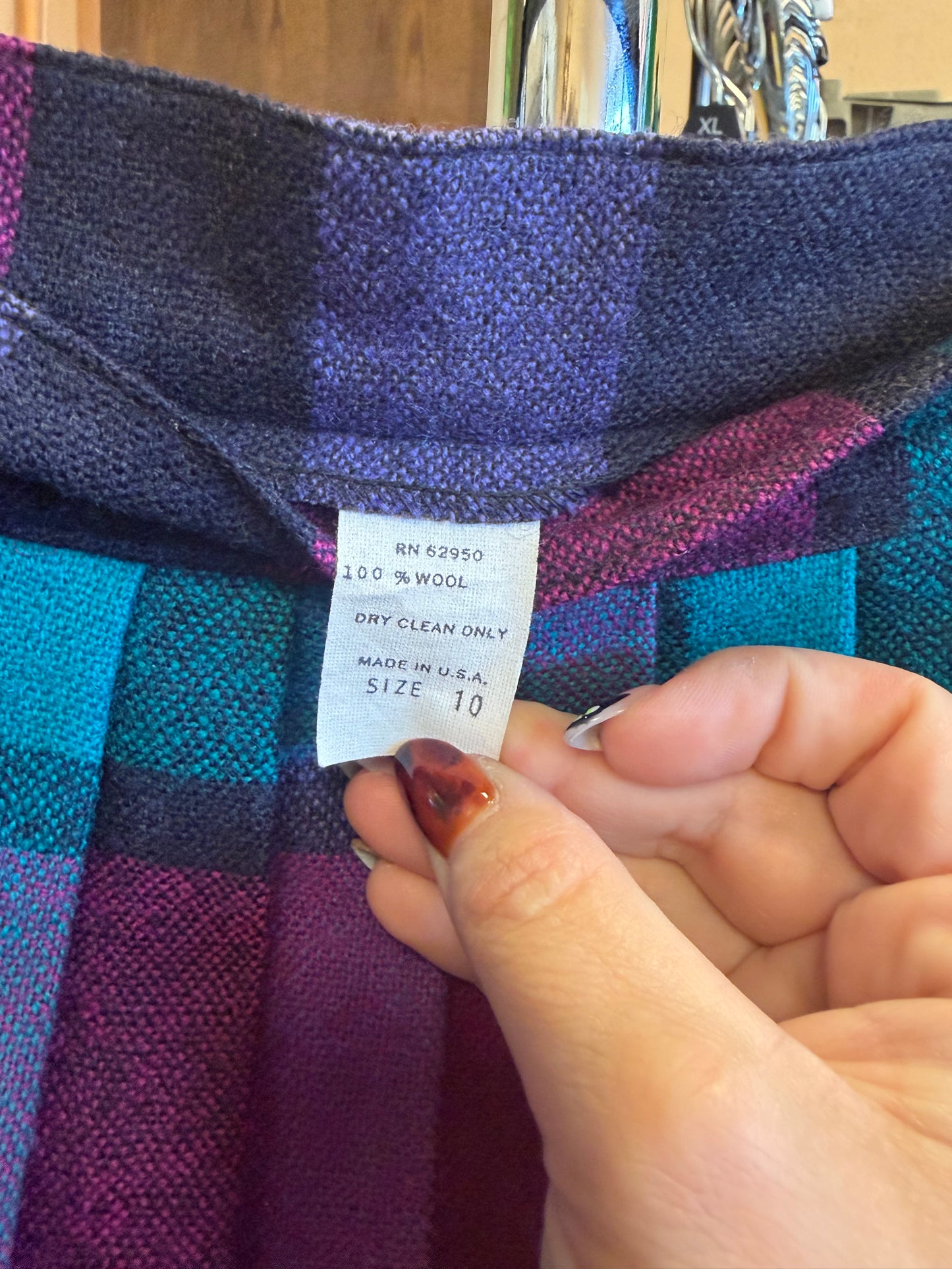 VINTAGE SET- Wool Purple Plaid Set-M