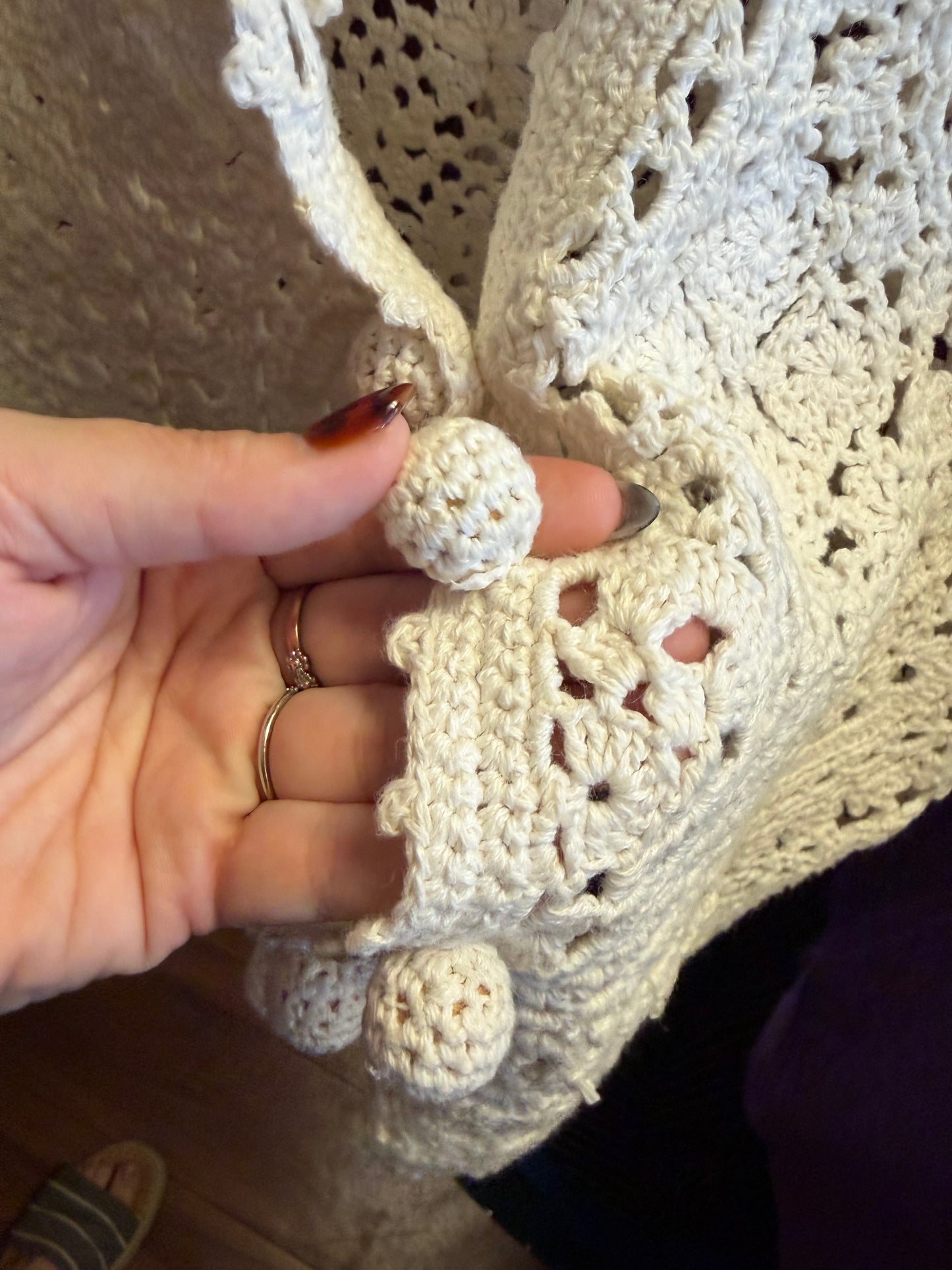 Vintage Crochet Sleeveless Cardigan- S