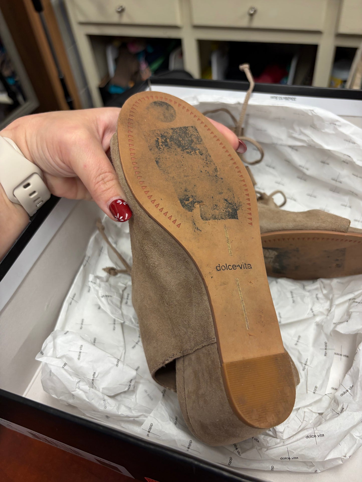 Dolce Vita Almond Suede Gladiator Sandals-6