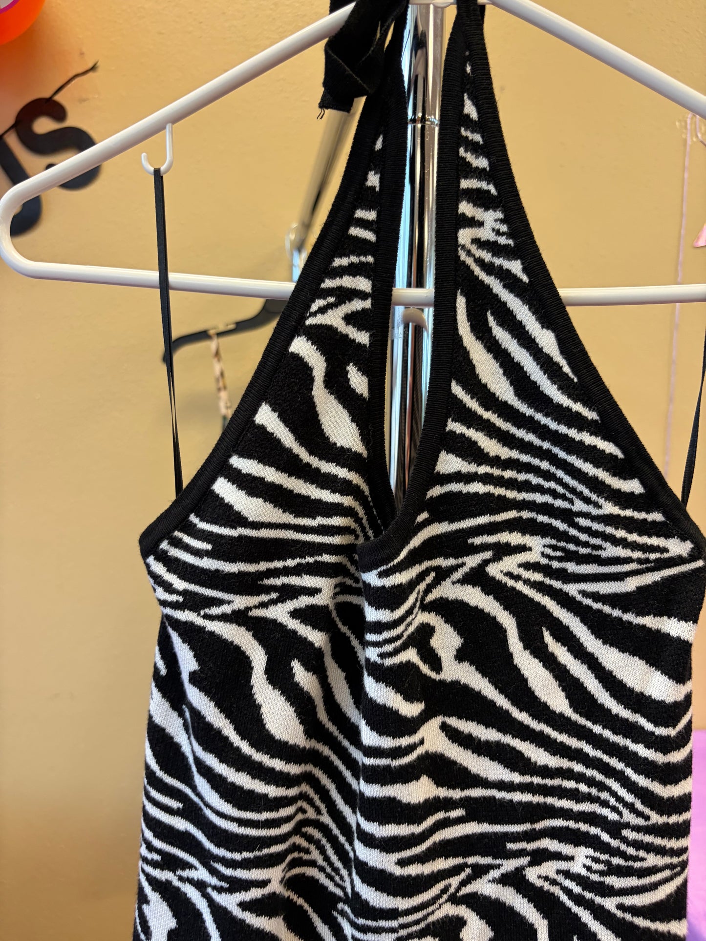Zebra Halter Dress - L