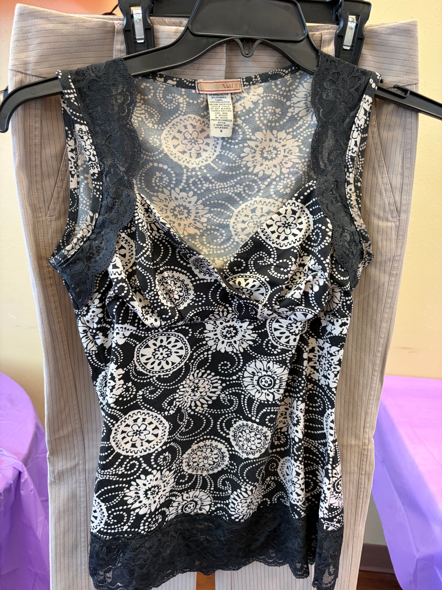 Brown & Black Lace Tank - S