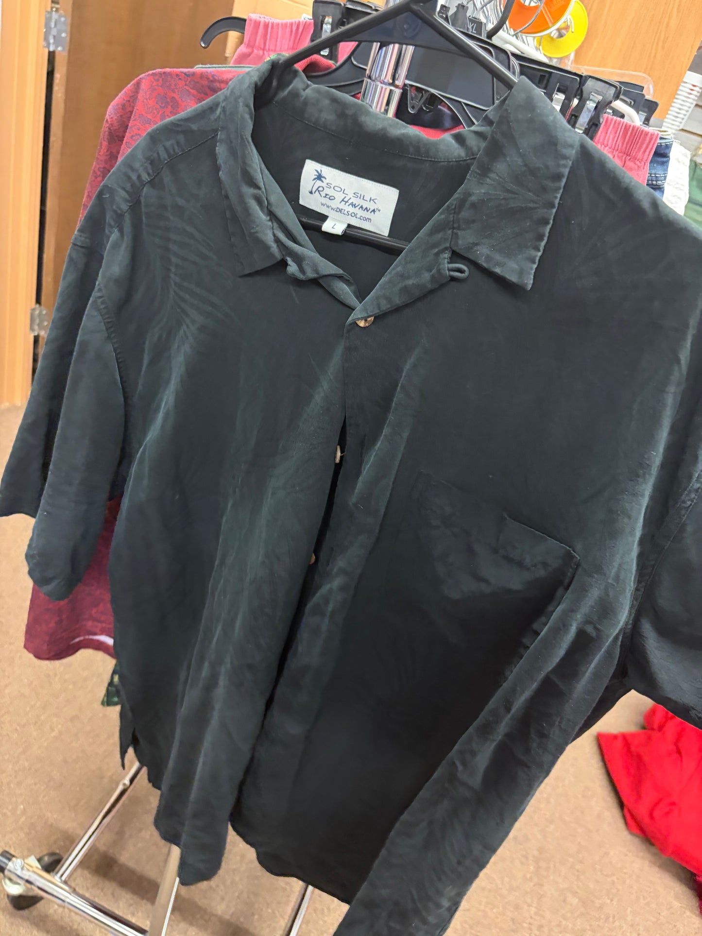 Rio Havana Silk Button Up- L