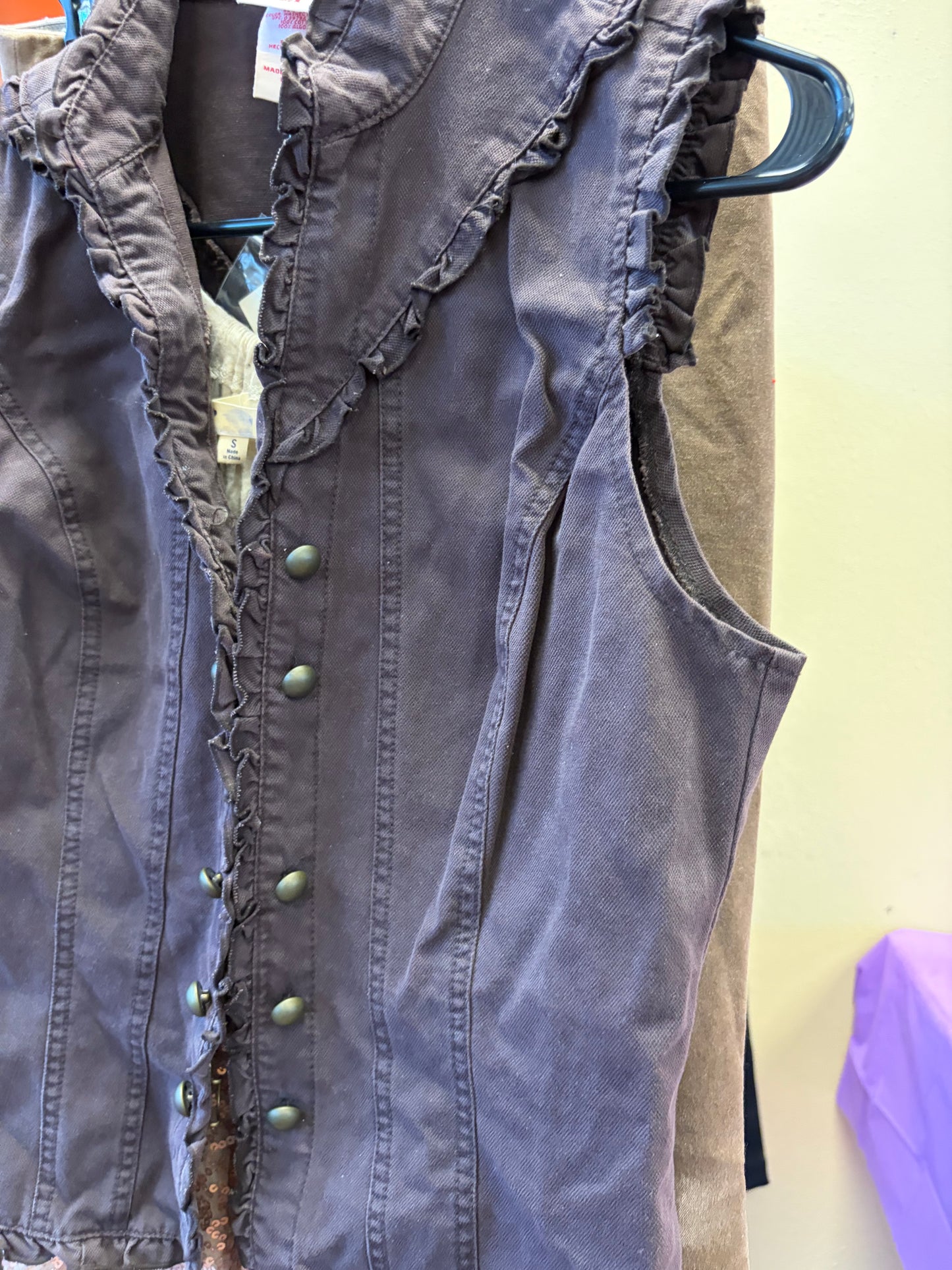 Faded Glory Brown ruffle vest- Size 8