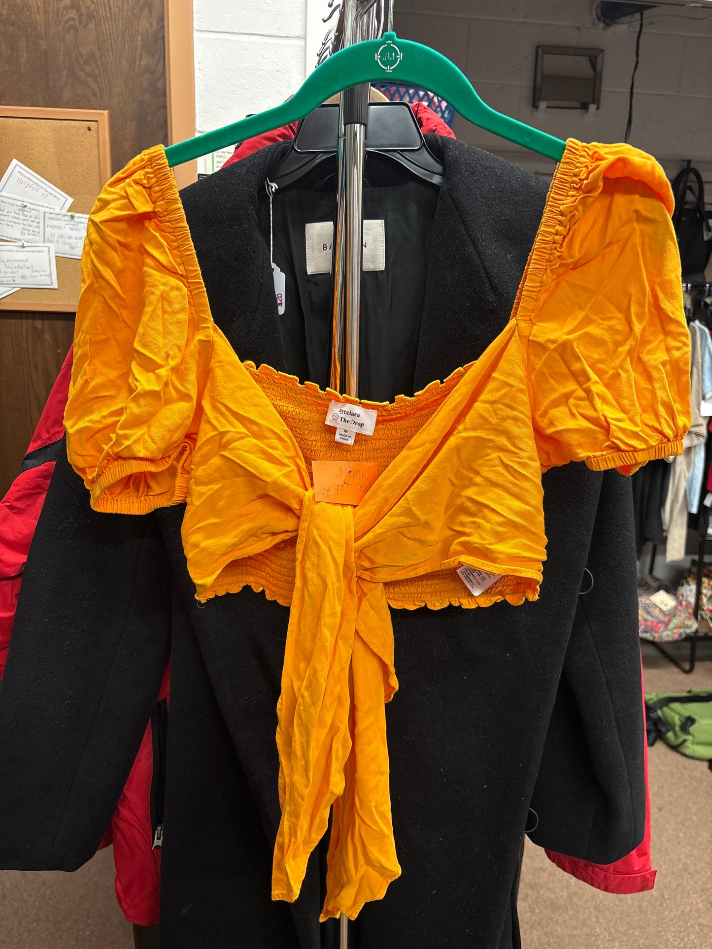 Orange Wrap Top Sz M