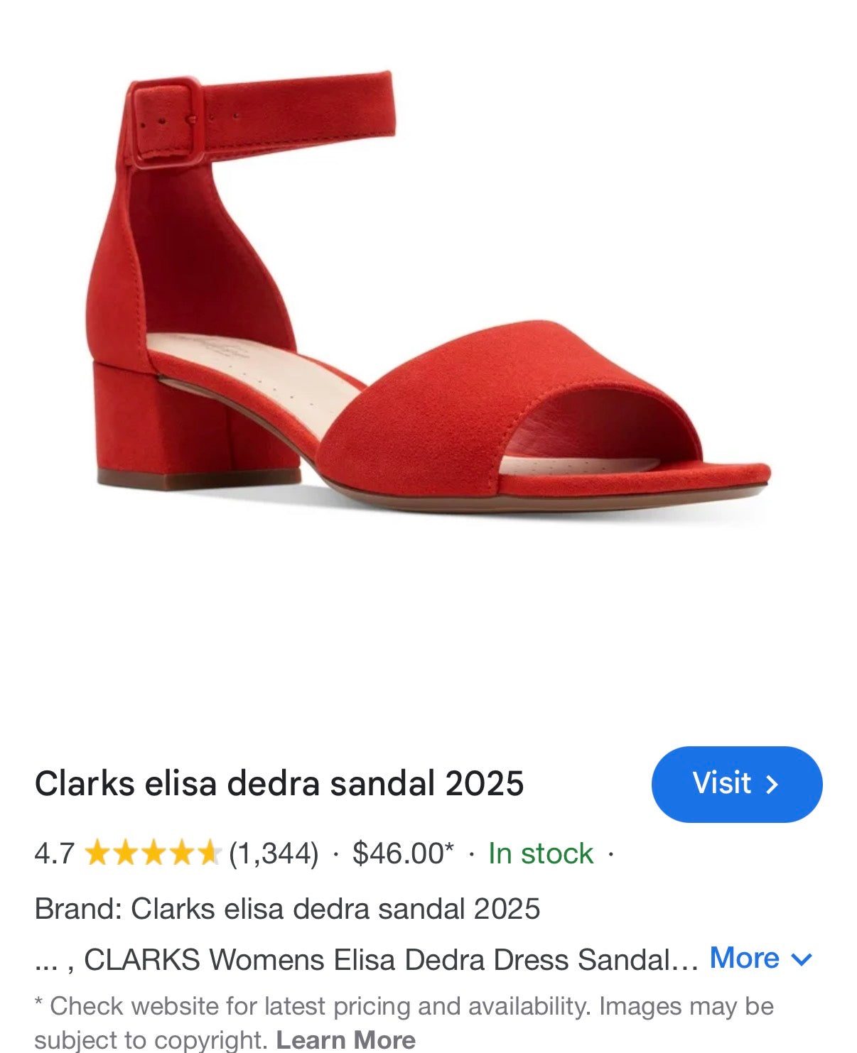 Clarks Red Elisa Dedra heeled sandals-8.5