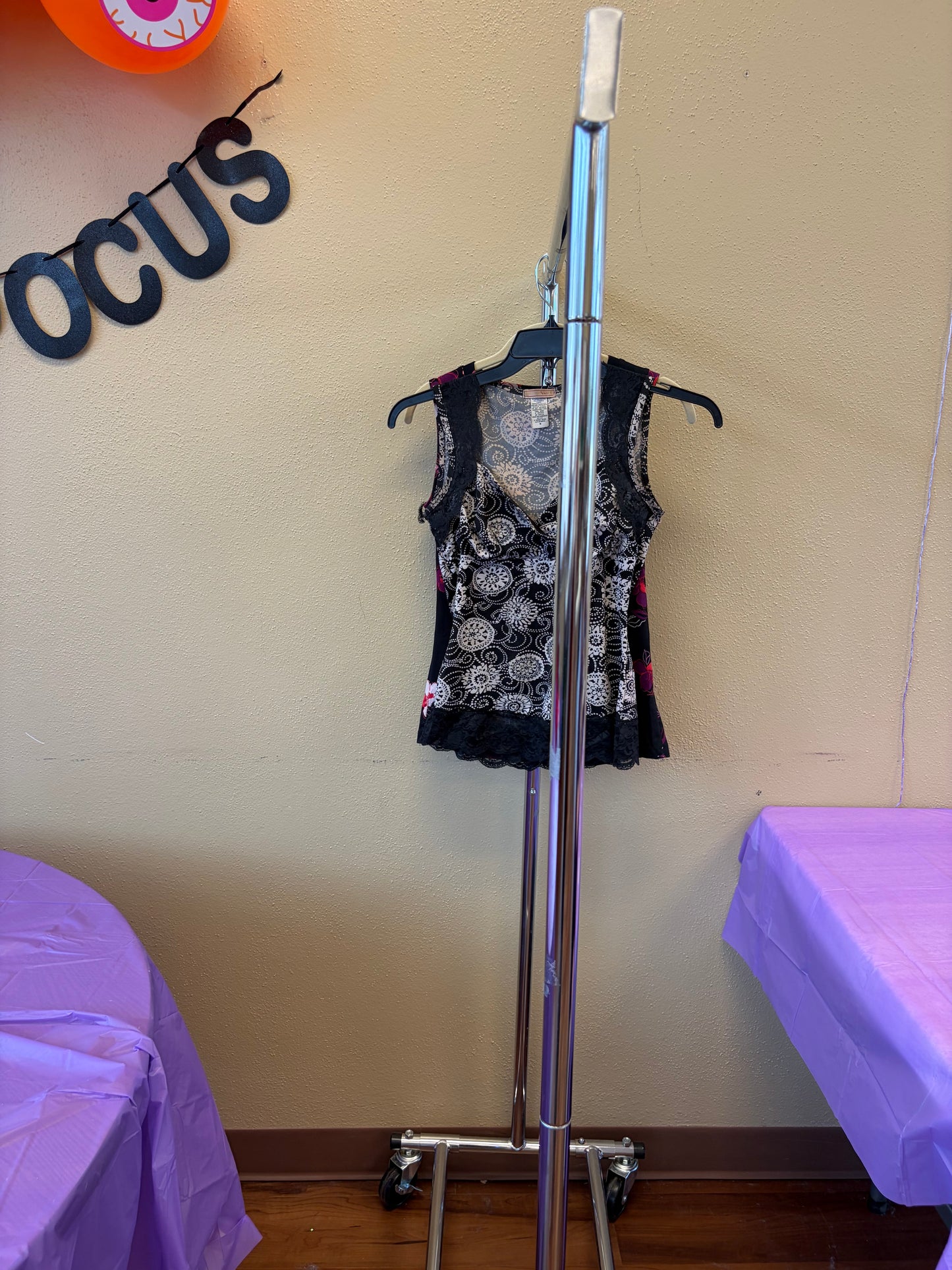 Brown & Black Lace Tank - S