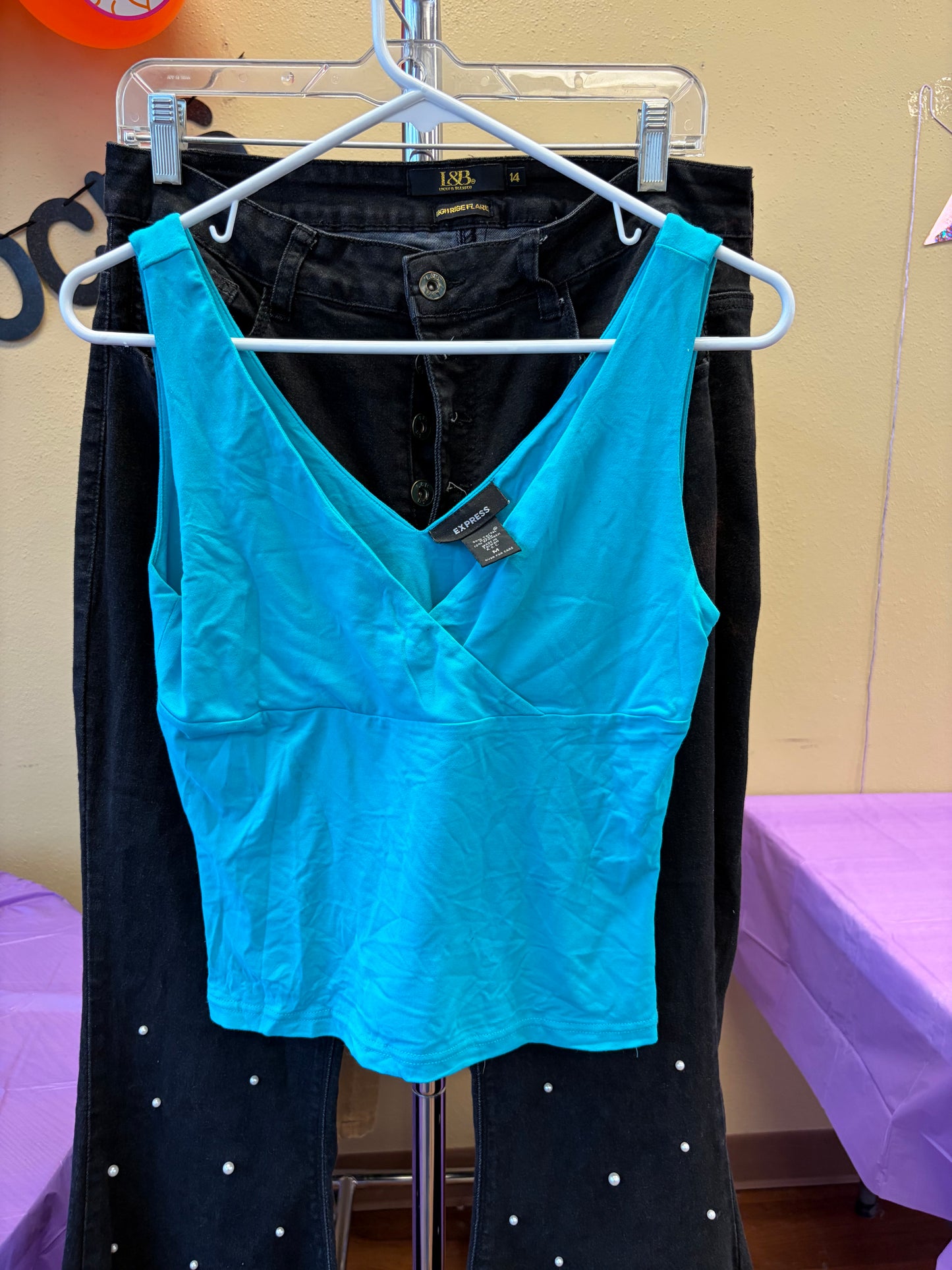 Express Turquoise Crossover Tank- M