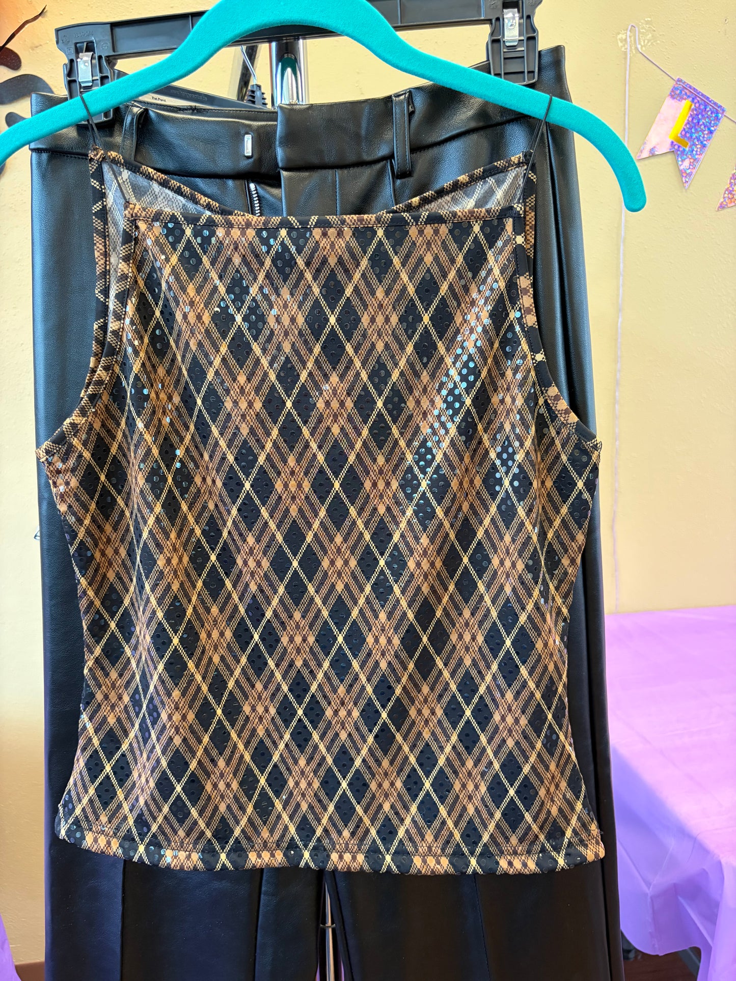 Express Brown Sequined Tank - M