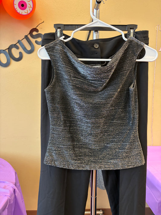 Black Shimmer Scoop Tank - S