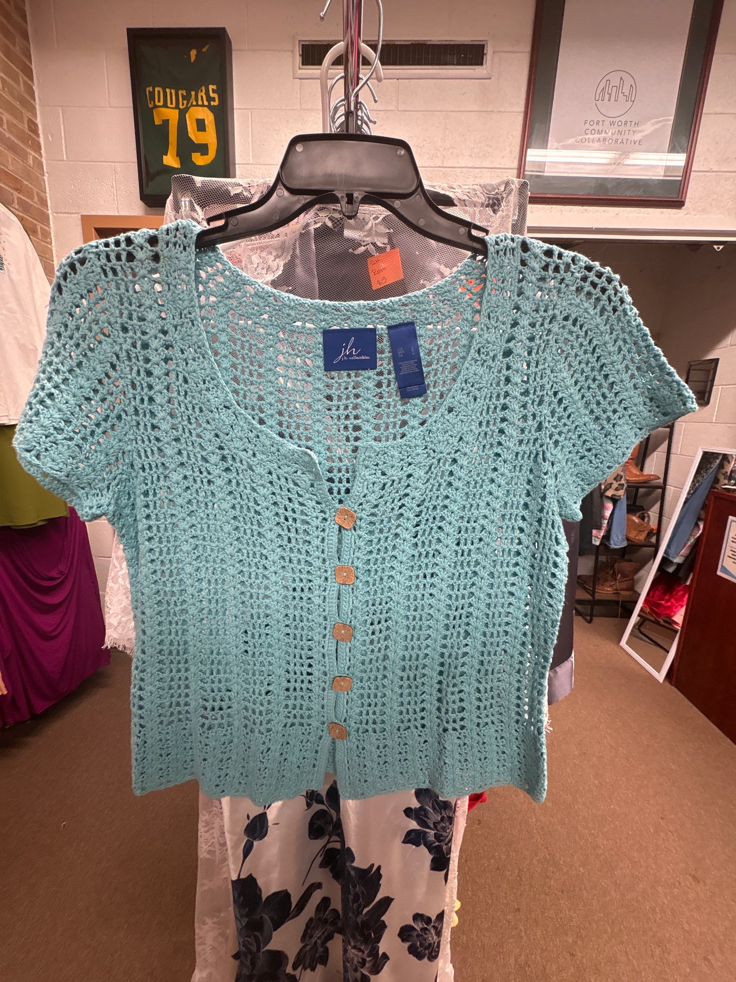 Blue Knit Cardigan Sz L