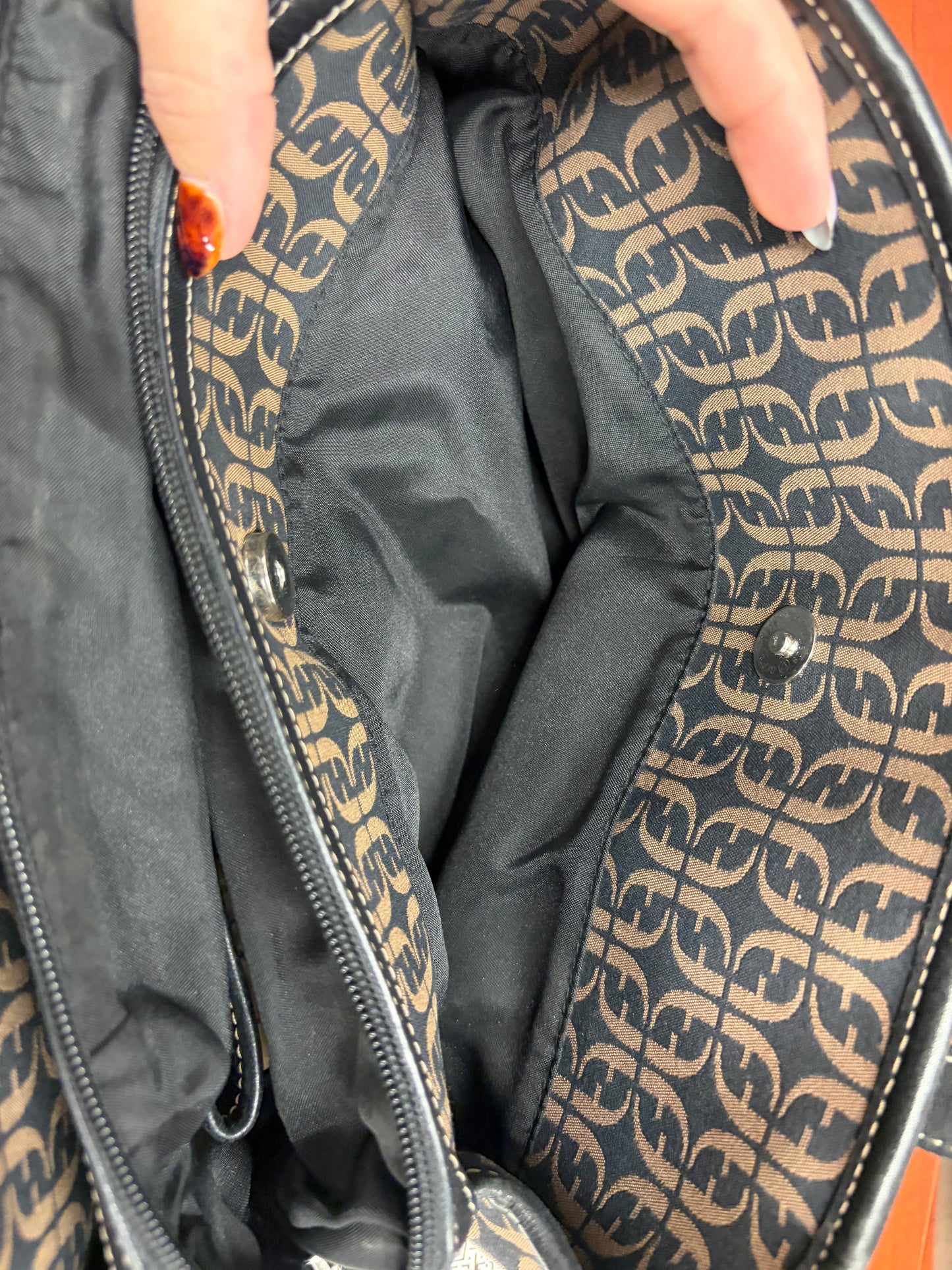 Vintage Fossil signature canvas hobo bag