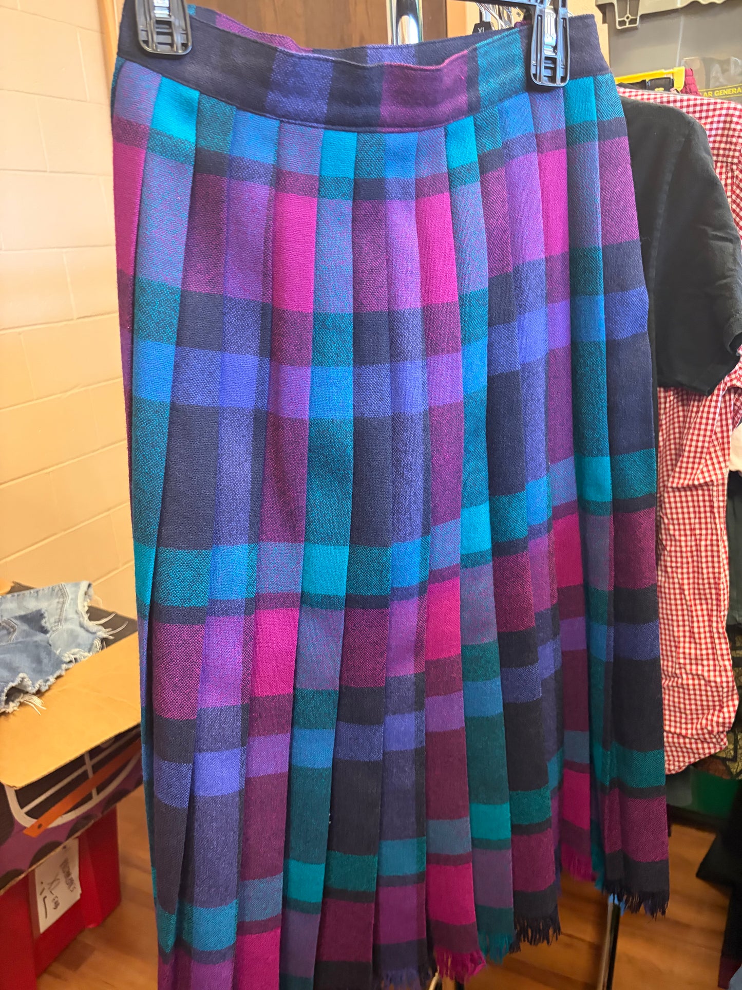 VINTAGE SET- Wool Purple Plaid Set-M