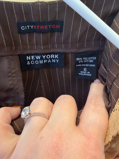 New York & Company Brown Pinstripe Pants - Size 6