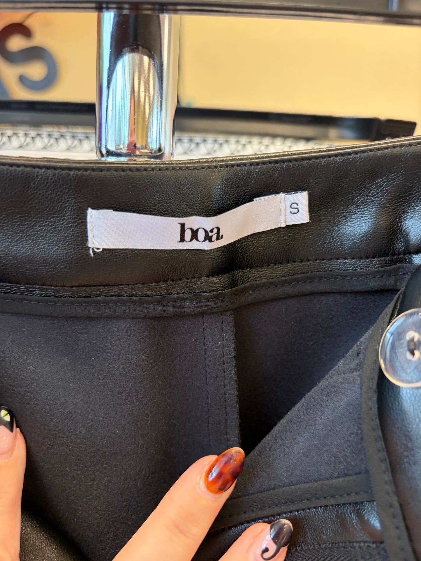 Black Faux Leather Pants - S