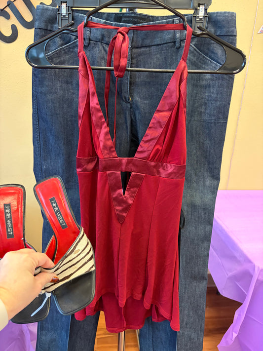 A'Gaci Red Halter Tank - S