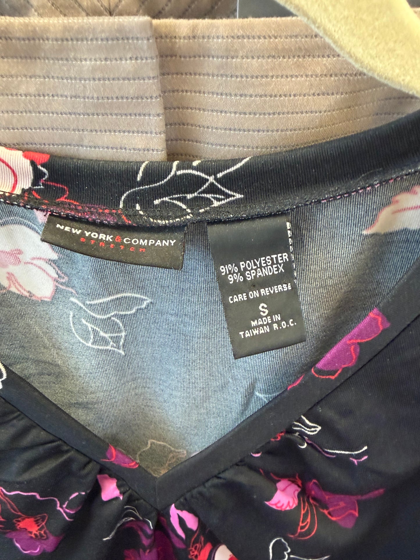 New York & Company Black Flower Tank - S