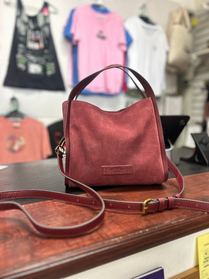American Leather Co Burgundy Suede Handbag