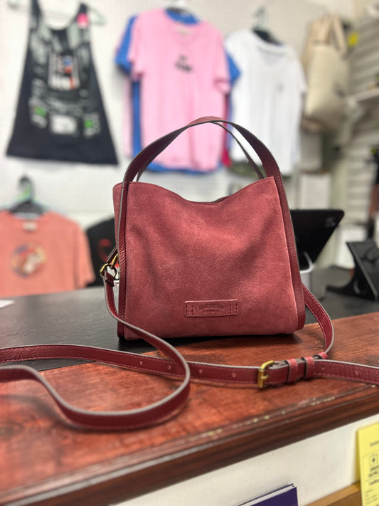 American Leather Co Burgundy Suede Handbag