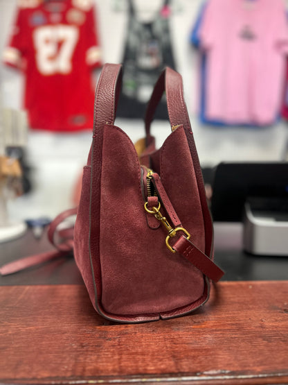 American Leather Co Burgundy Suede Handbag