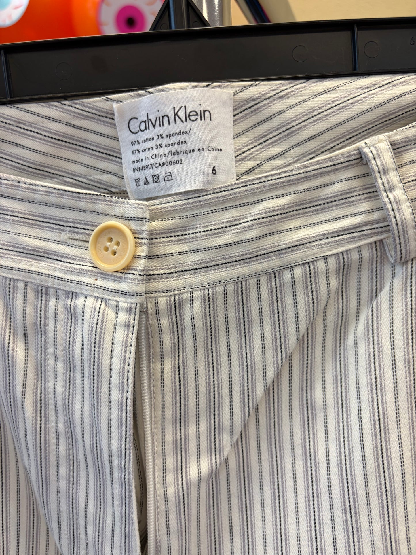 Calvin Klein White Pinstripe Pants - Size 6