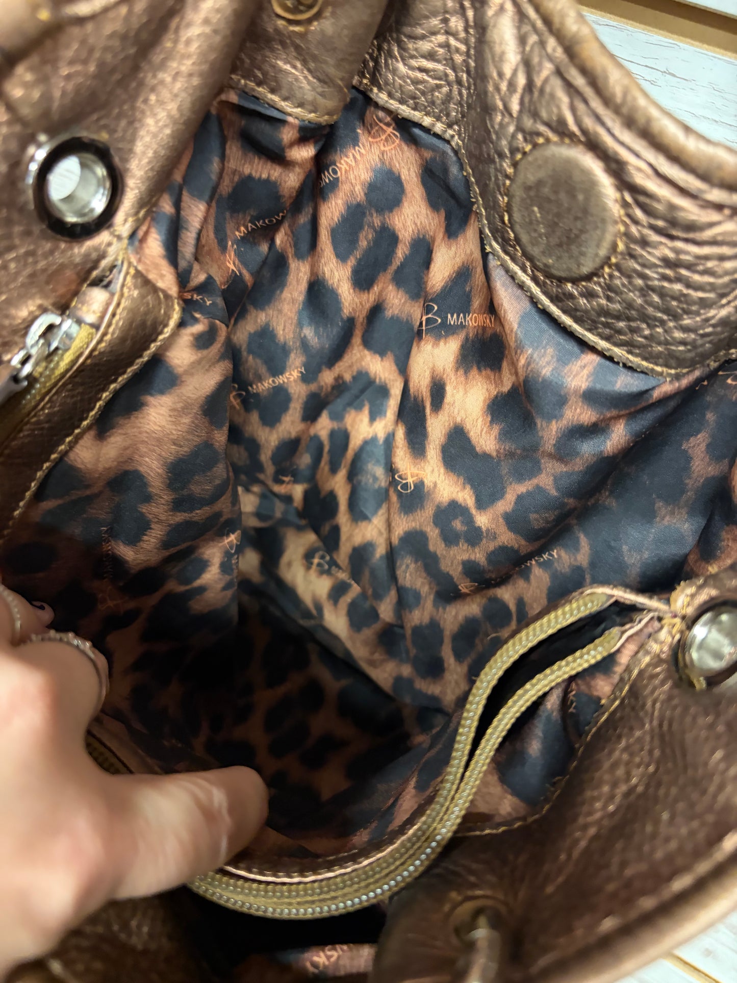 B. Makowsky Copper leather handbag