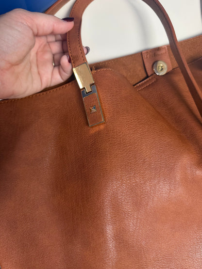 Brown floppy leather tote