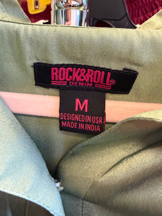 NWT Satin Western Button Up-M