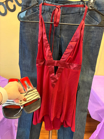 A'Gaci Red Halter Tank - S