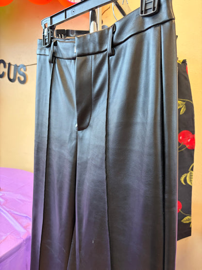 Black Faux Leather Pants - S