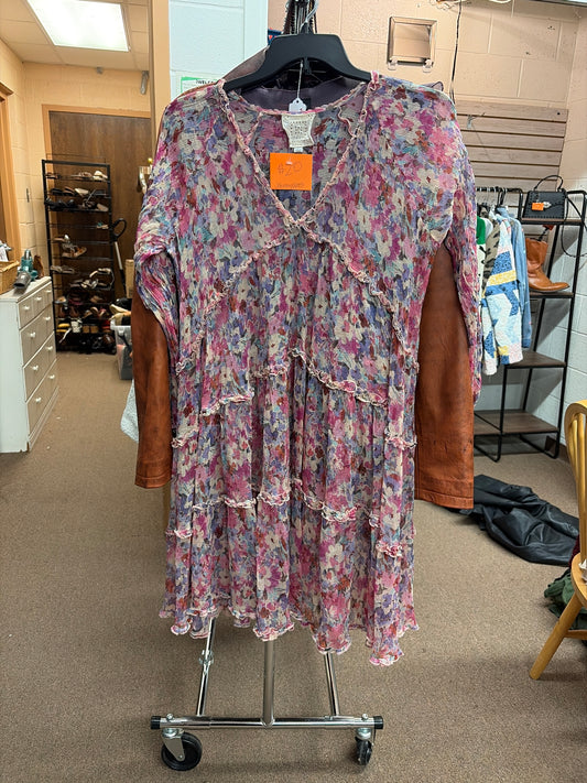 Johnny Was Floral pink Dress Sz L