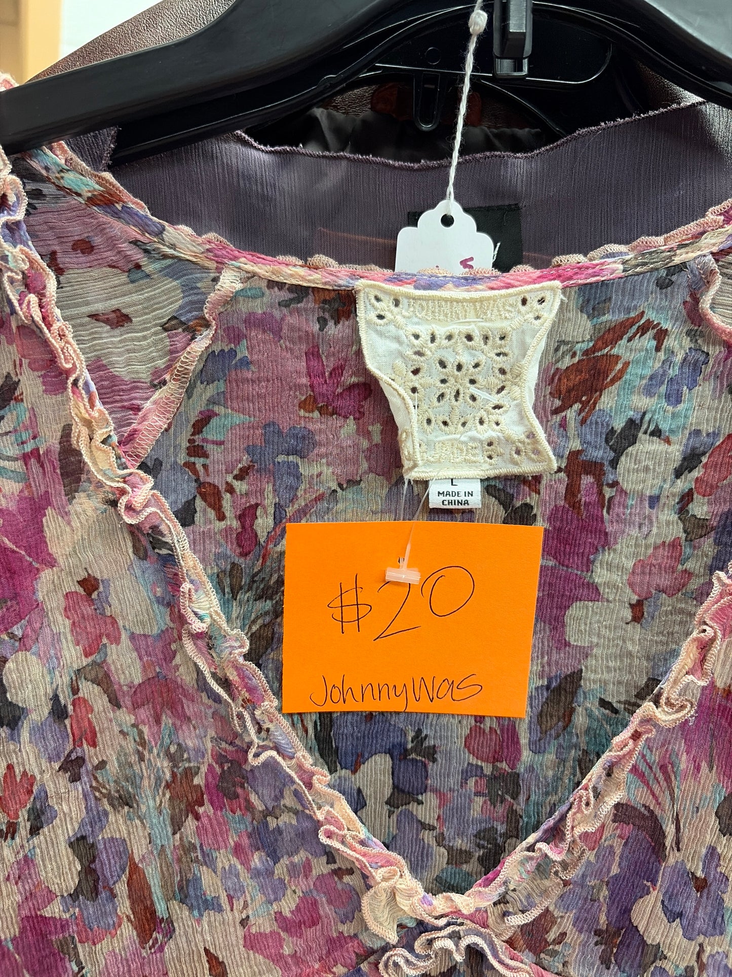 Johnny Was Floral pink Dress Sz L