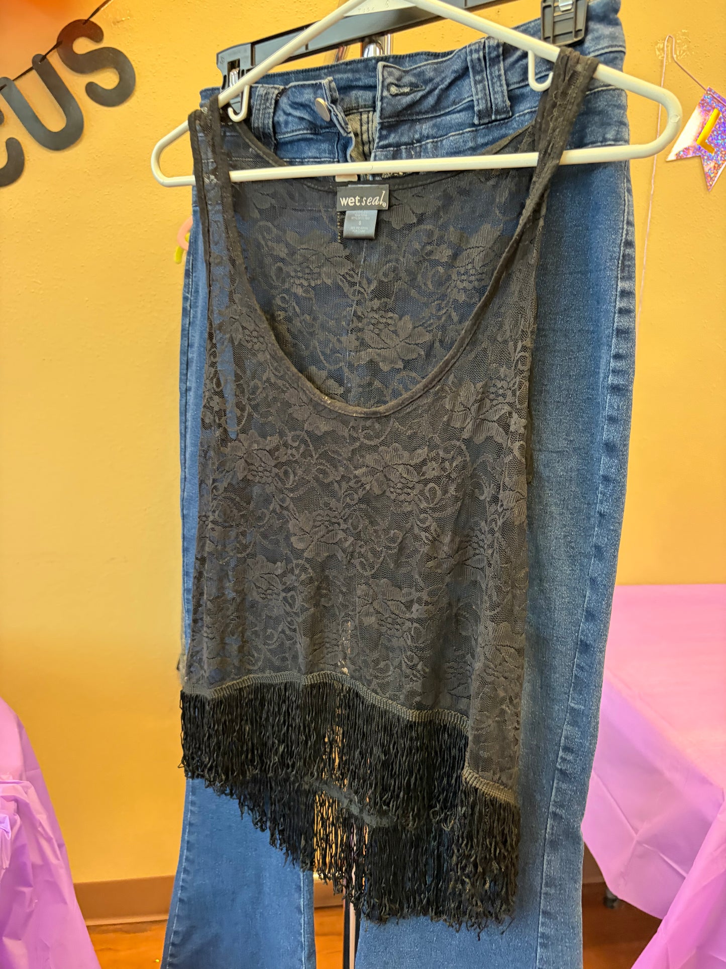 Wet Seal Lacy Black Tank - S