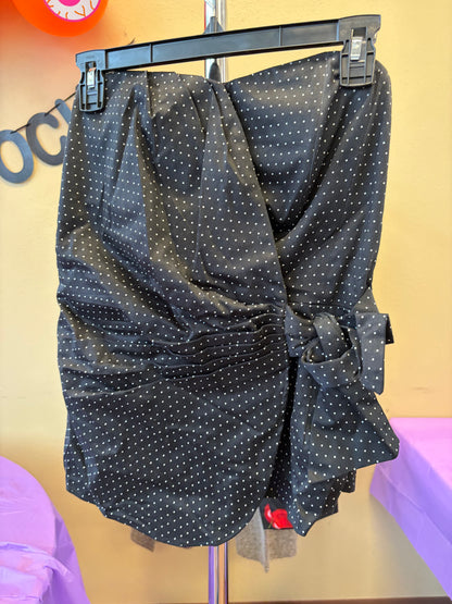 Black Polka Dot Strapless Top - Size 2