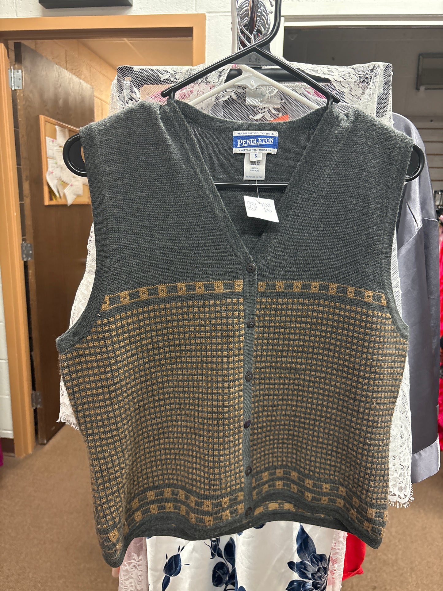 Grey Wool Vest Sz S