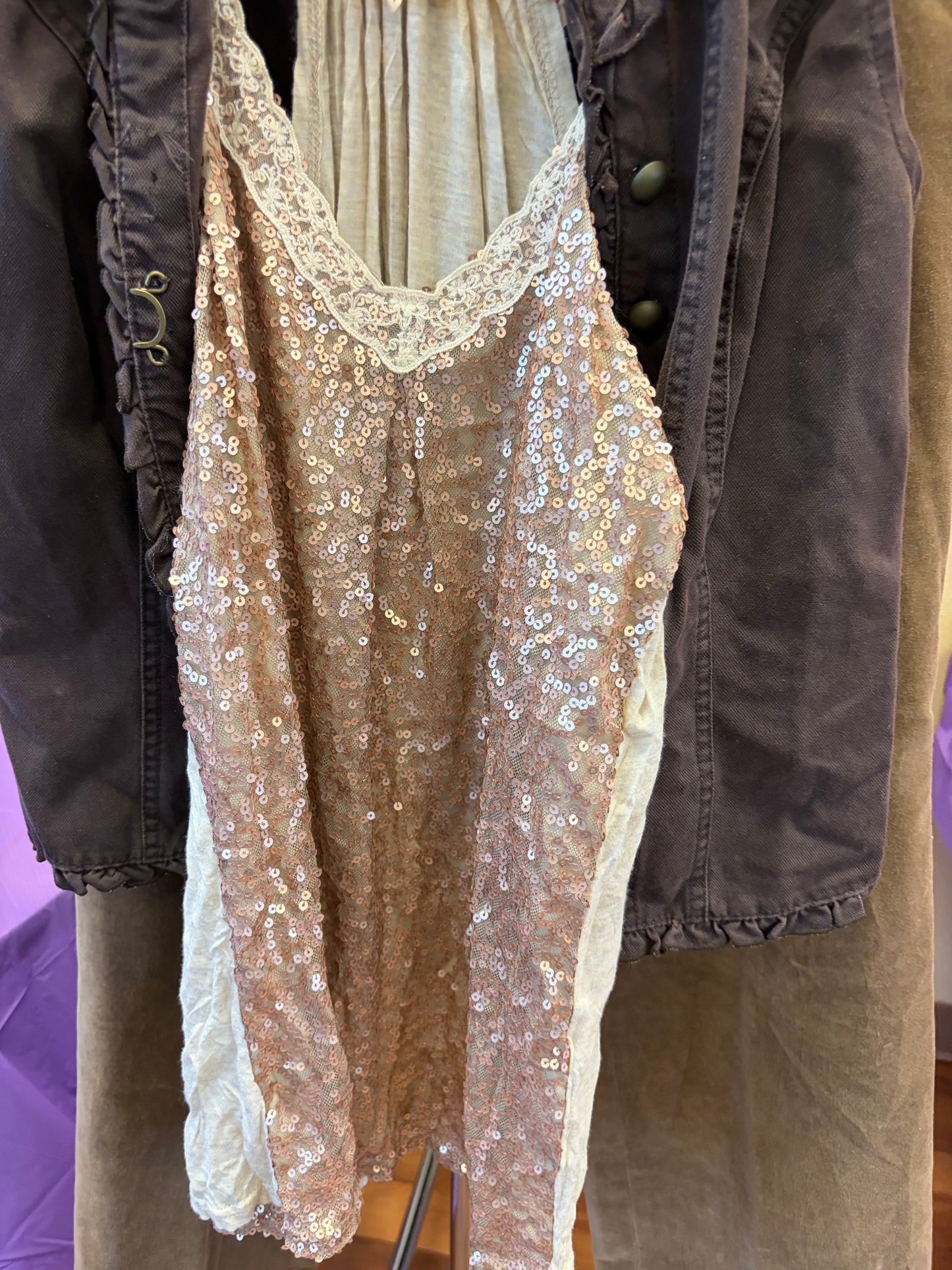 Jolt Rose Gold Sequin Tank- Size S