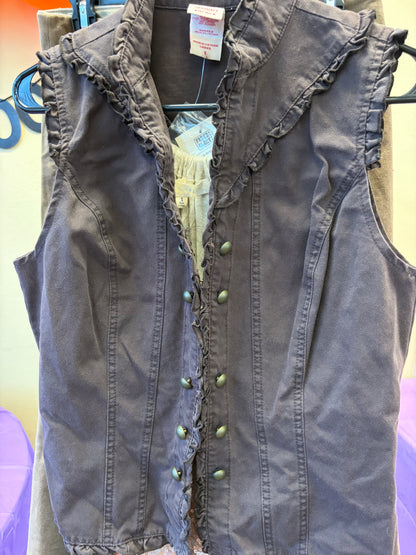 Faded Glory Brown ruffle vest- Size 8