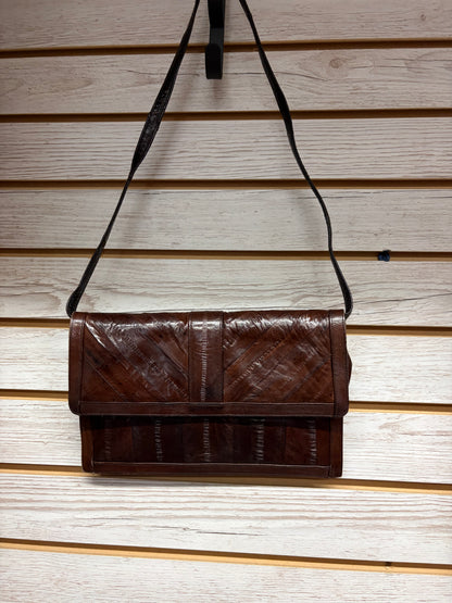 Vintage 70s EEL skin leather clutch with strap