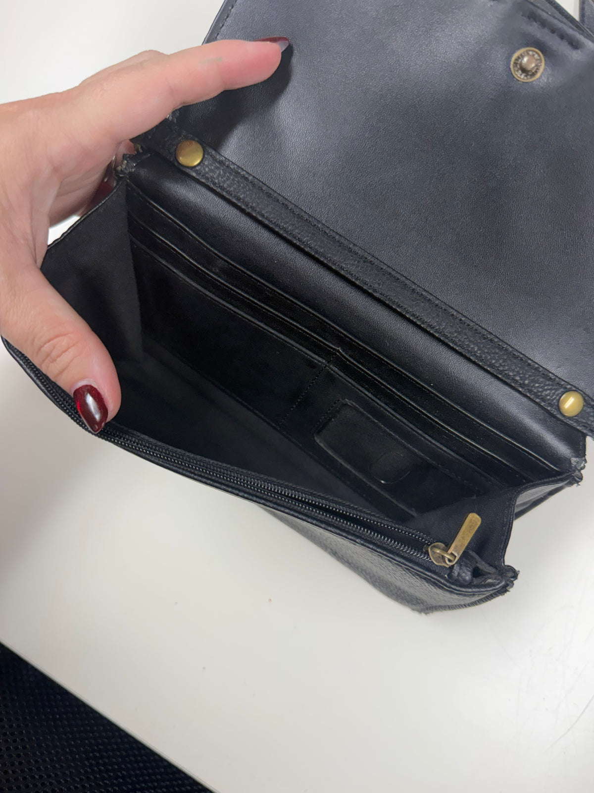Black leather crossbody