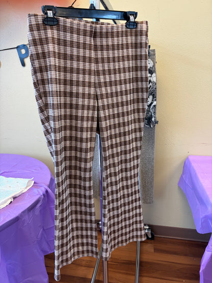 Brown Plaid Pants - Size 9